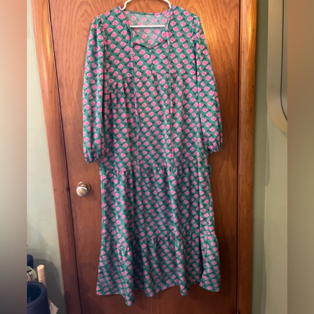 Floral Green and Pink Dress